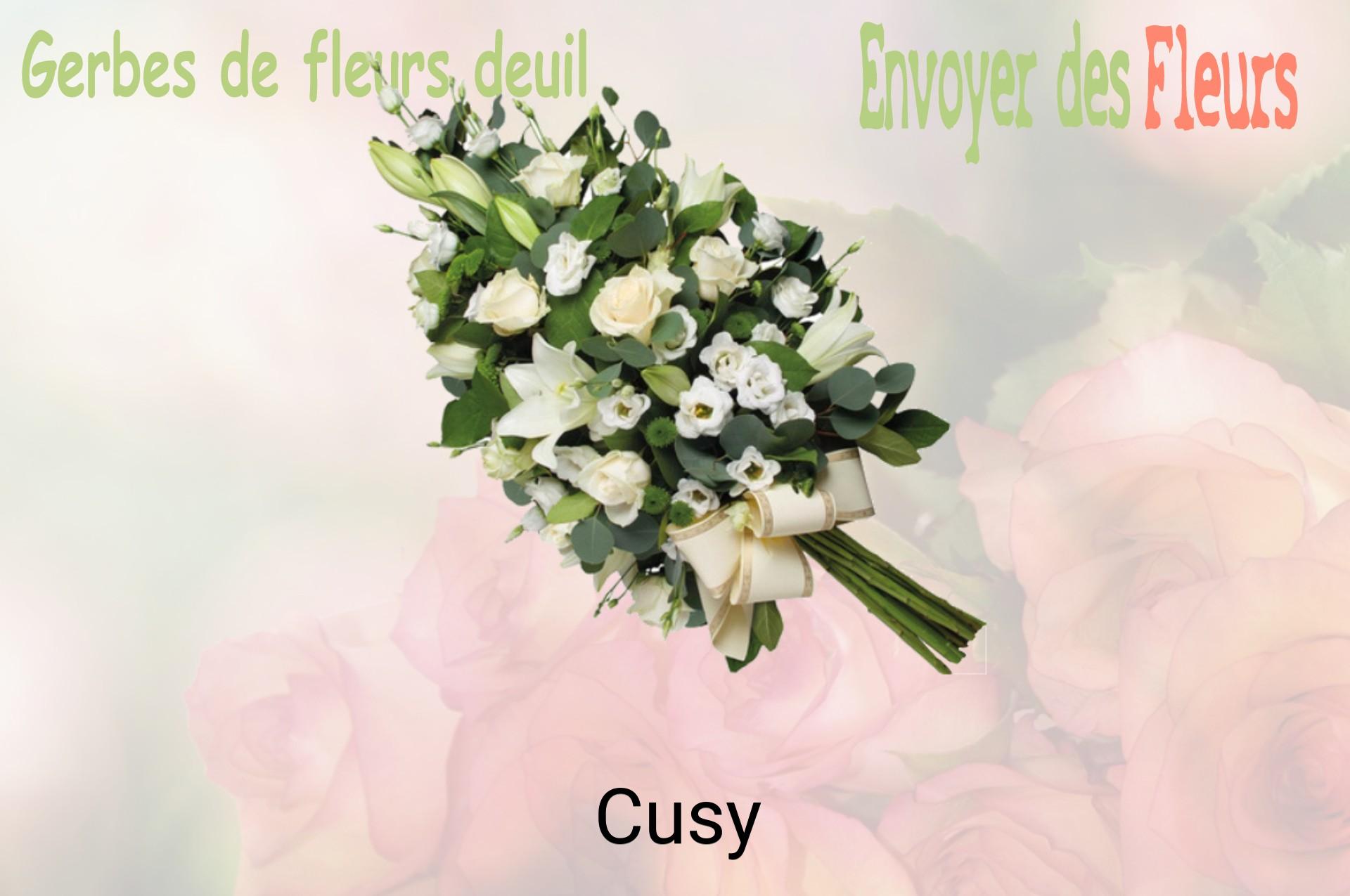 Gerbe de fleurs de deuil livrée à Cusy